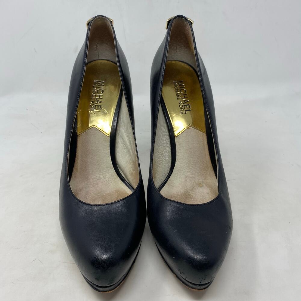 Michael Kors Hamilton Pump Platform Heel Black Leather Womens Size 7.5 - Picture 3 of 8